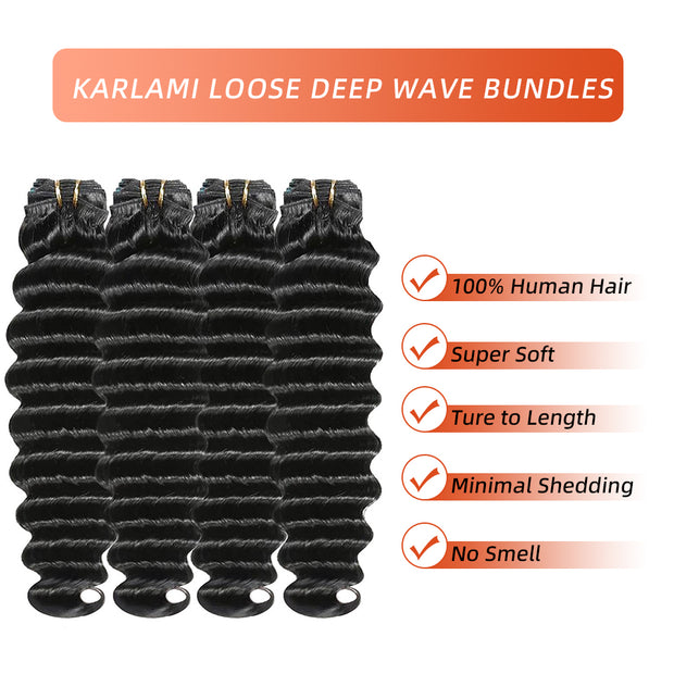 Votisa Hair Human Hair Bundles Loose Deep Wave Bundles 3 Bundles/lot for Women