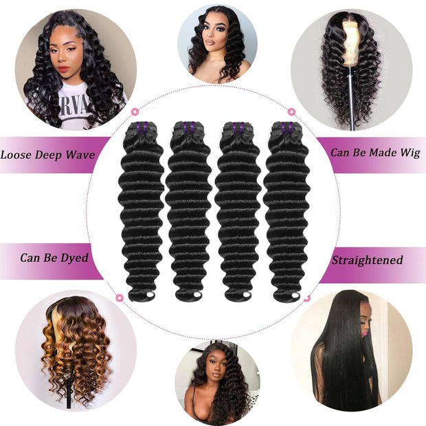 Votisa Hair Human Hair Bundles Loose Deep Wave Bundles 3 Bundles/lot for Women