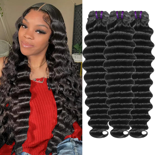 Votisa Hair Human Hair Bundles Loose Deep Wave Bundles 3 Bundles/lot for Women