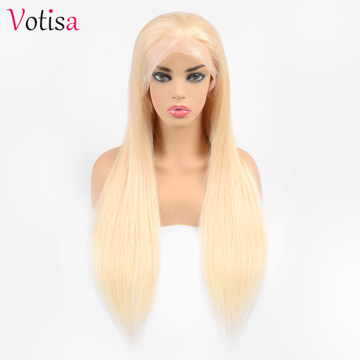 Votisa Hair Straight Blonde Lace Front Wigs Human Virgin Hair Wigs 150%