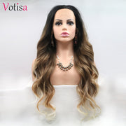 Votisa Hair Lace Front Wigs 26 inch Synthetic Hair Wigs Long Wavy Hair Ombre 3 Colors