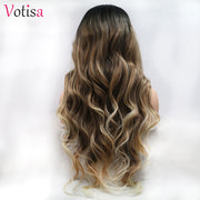 Votisa Hair Lace Front Wigs 26 inch Synthetic Hair Wigs Long Wavy Hair Ombre 3 Colors