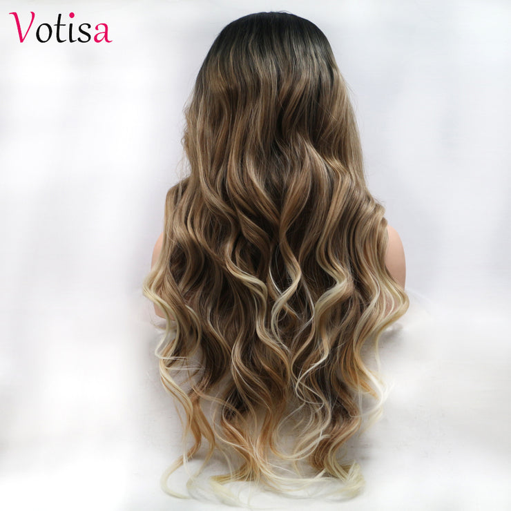 Votisa Hair Lace Front Wigs 26 inch Synthetic Hair Wigs Long Wavy Hair Ombre 3 Colors