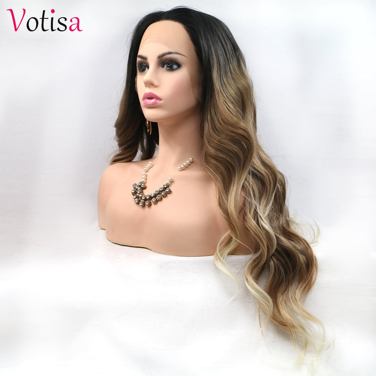 Votisa Hair Lace Front Wigs 26 inch Synthetic Hair Wigs Long Wavy Hair Ombre 3 Colors