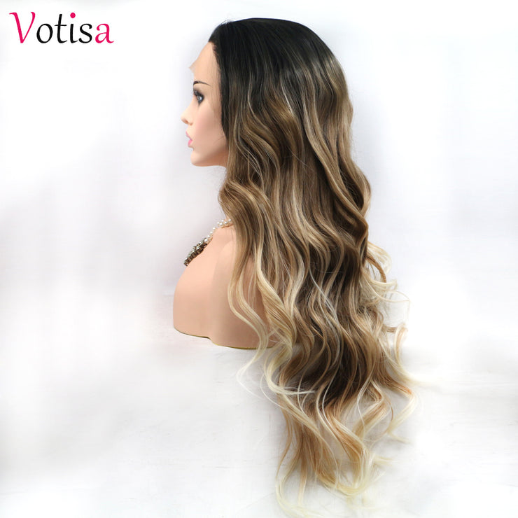 Votisa Hair Lace Front Wigs 26 inch Synthetic Hair Wigs Long Wavy Hair Ombre 3 Colors