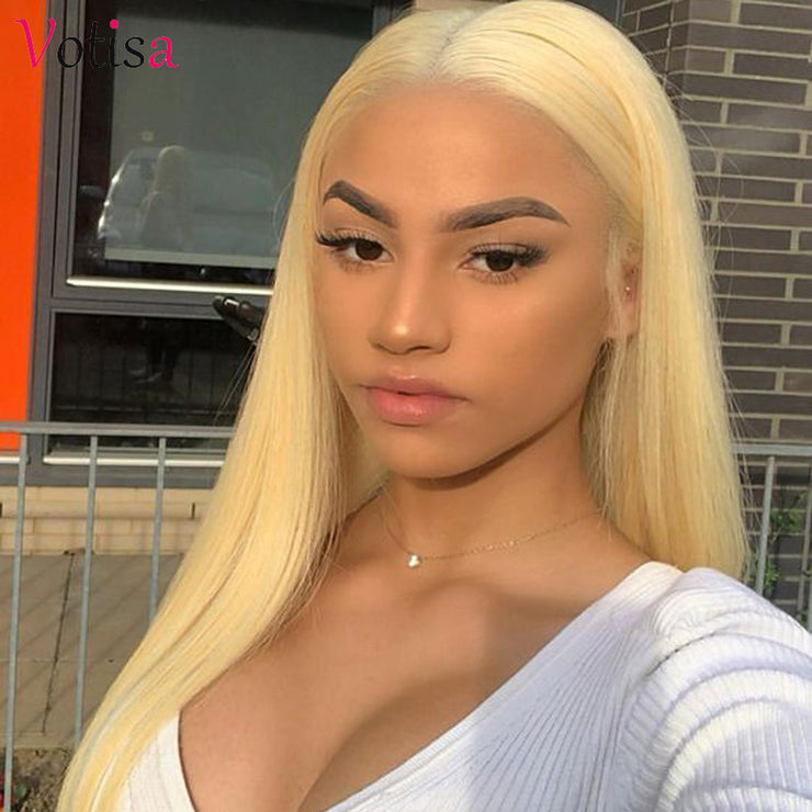 Votisa Hair Straight Blonde Lace Front Wigs Human Virgin Hair Wigs 150%