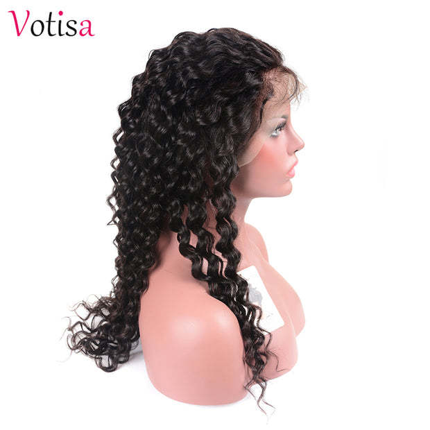 Votisa Hair Deep Wave 360 Lace Frontal Wig Human Virgin Hair Lace Front Wigs