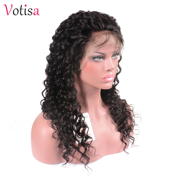 Votisa Hair Deep Wave 360 Lace Frontal Wig Human Virgin Hair Lace Front Wigs