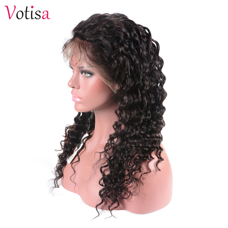 Votisa Hair Deep Wave 360 Lace Frontal Wig Human Virgin Hair Lace Front Wigs