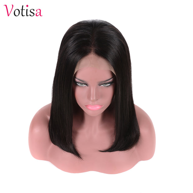 Votisa Hair Short Straight Lace Front Human Virgin Hair Bob Wigs