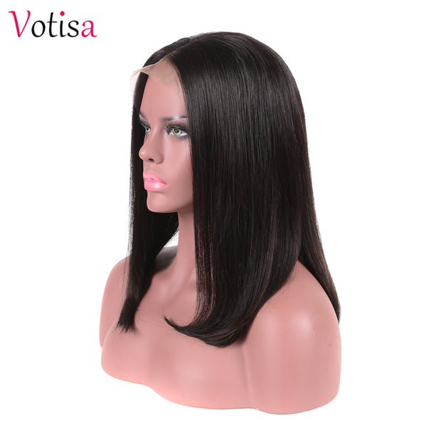 Votisa Hair Short Straight Lace Front Human Virgin Hair Bob Wigs