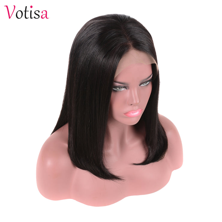 Votisa Hair Short Straight Lace Front Human Virgin Hair Bob Wigs