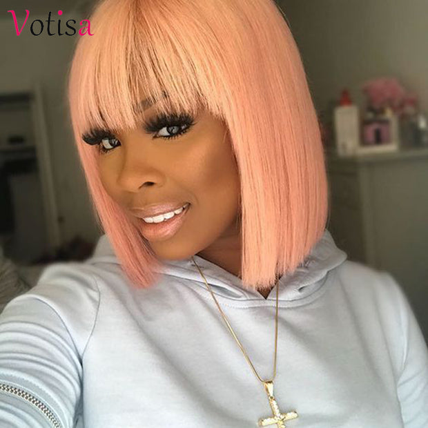 Votisa Hair Synthetic Short Bob Hair Wigs with Bangs Straight Hair