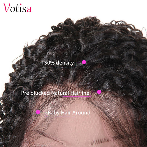 Votisa Hair Kinky Curly Lace Front Wig 13x6 Human Virgin Hair Wigs 150% Density