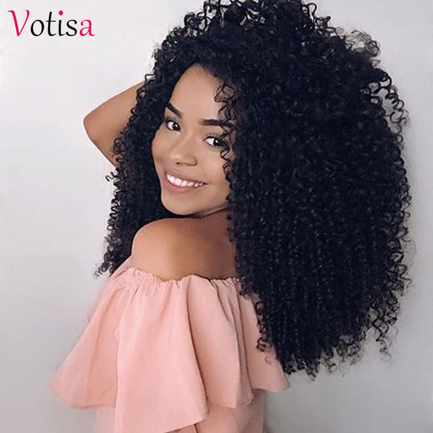 Votisa Hair 13x6 Kinky Curly Lace Front Wig Human Virgin Hair Wigs 180% Density