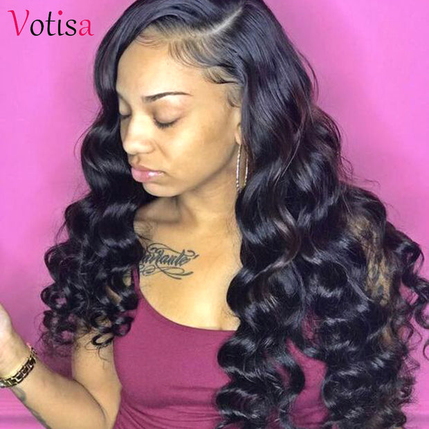 Votisa Hair Loose Wave Lace Front Wig 13x6 Human Virgin Hair Wigs 180% Density